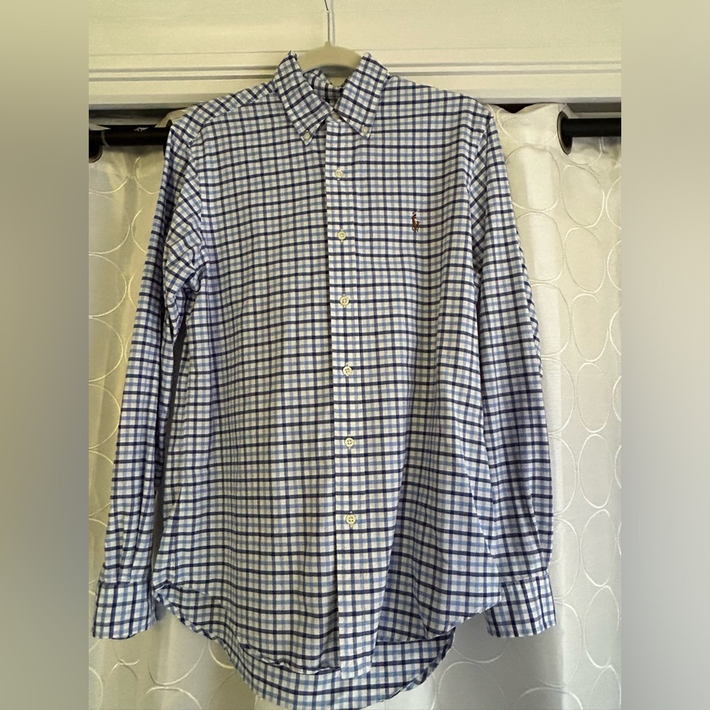 Ralph Lauren Button Down Dress Shirt ~ Blue & White Gingham